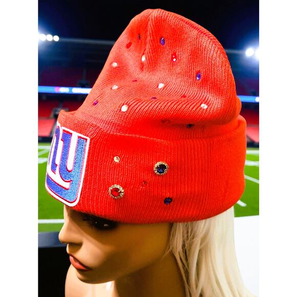 New York Giants Red Beanie design with Logo Red, White , Blue Rhinestones - Picture 3 of 5
